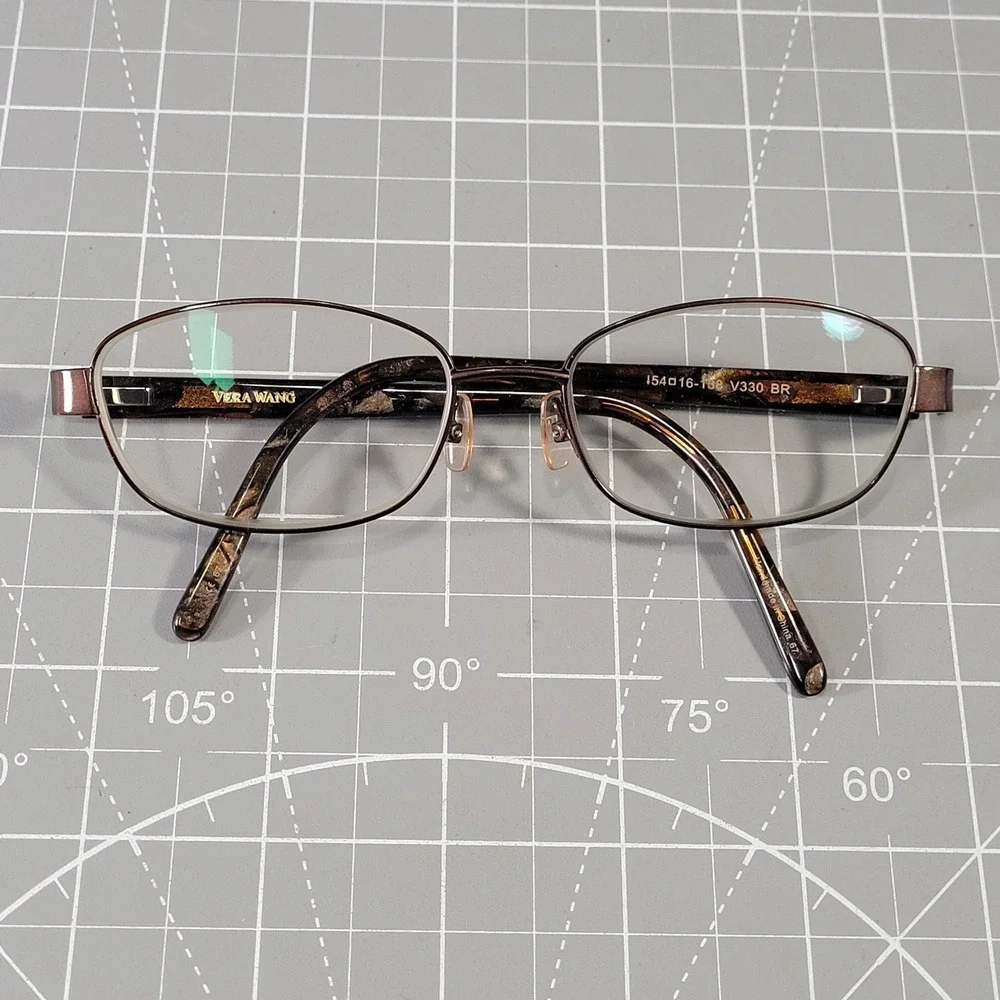Vera Wang Eyeglass Frames V330 BR 54-16-138 Brown Tortoise Oval Full Rim Womens‎